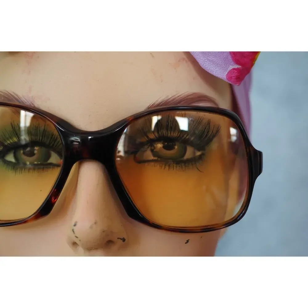 1970s Sunglasses France Yellow Lens Vintage Glam retro Grandma Chic Size 54-19